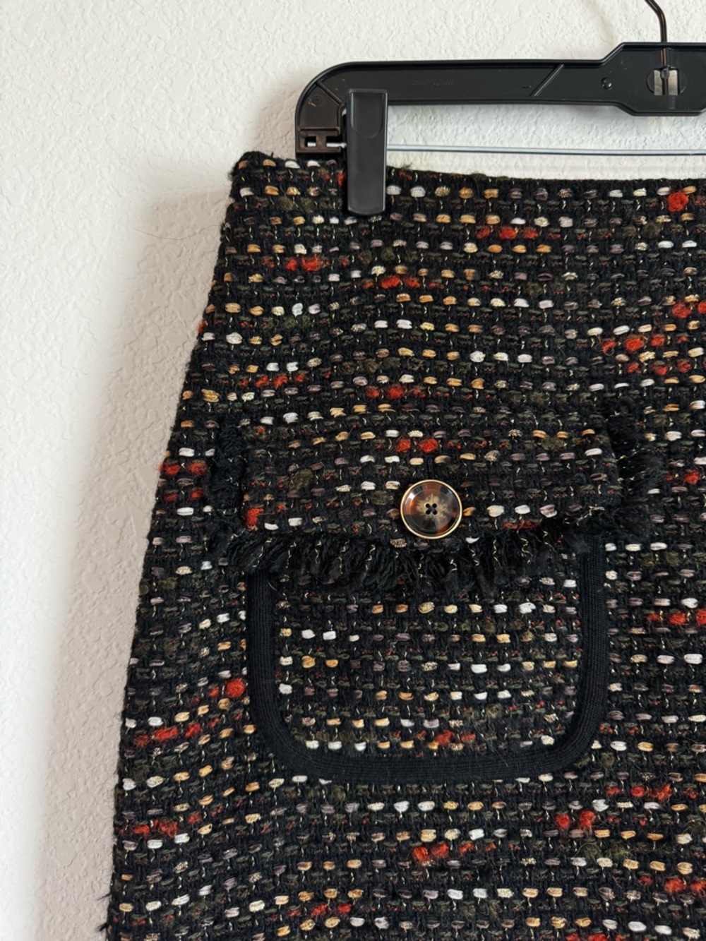 Veronica Beard Margot Black Metallic Tweed Fringe Mini Skirt Size 12 - Picture 3 of 9